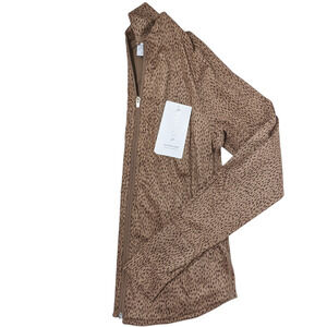Athleta S Salutation Jacket shanti animal beige zip up leopard print fitted yoga